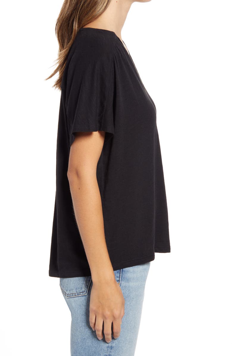 Caslon<sup>®</sup> Gathered V-Neck T-Shirt, Alternate, color, 