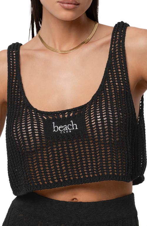 Jluxlabel Island Nights Open Knit Crop Top In Black