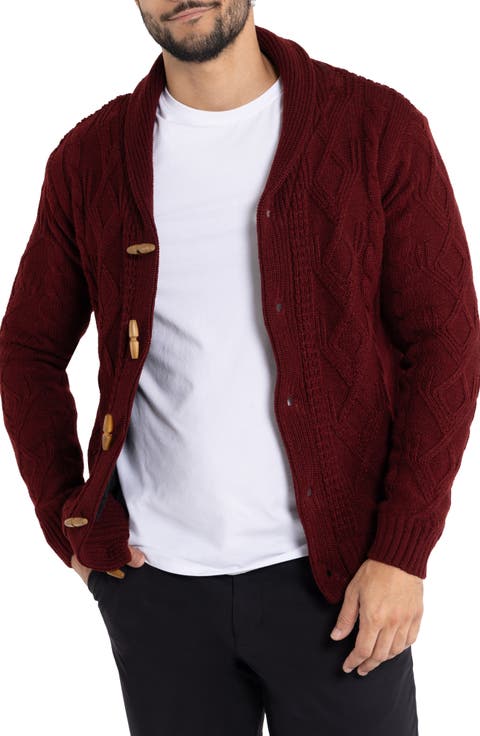 Shawl Collar Cable Knit Cardigan