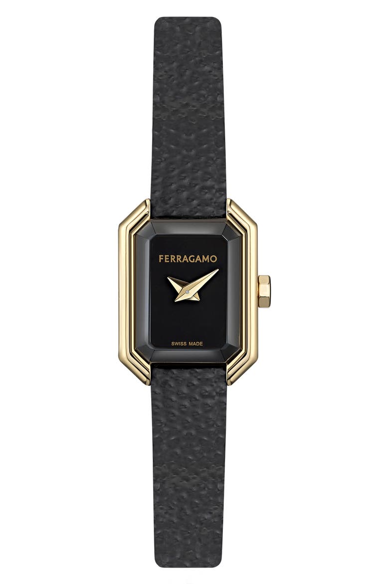 Crystal Petite Leather Strap Watch, 15mm x 20mm, Main, color, IP YELLOW GOLD