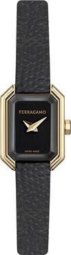 FERRAGAMO Crystal Petite Leather Strap Watch, 15mm x 20mm