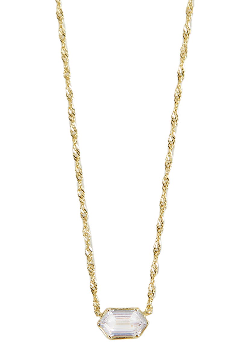 Singapore Chain Cubic Zirconia Pendant Necklace, Main, color, GOLD