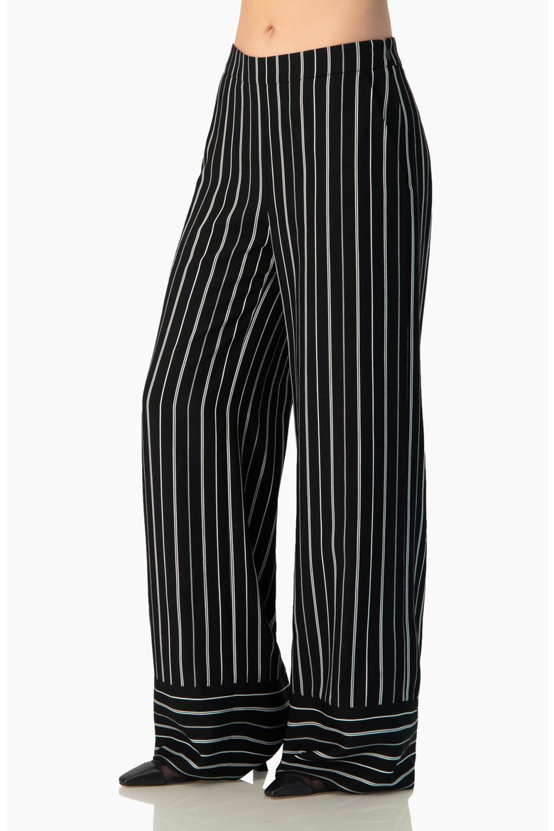 Pinstripe High-Waist Wide-Leg Relaxed Trousers, Alternate, color, Black