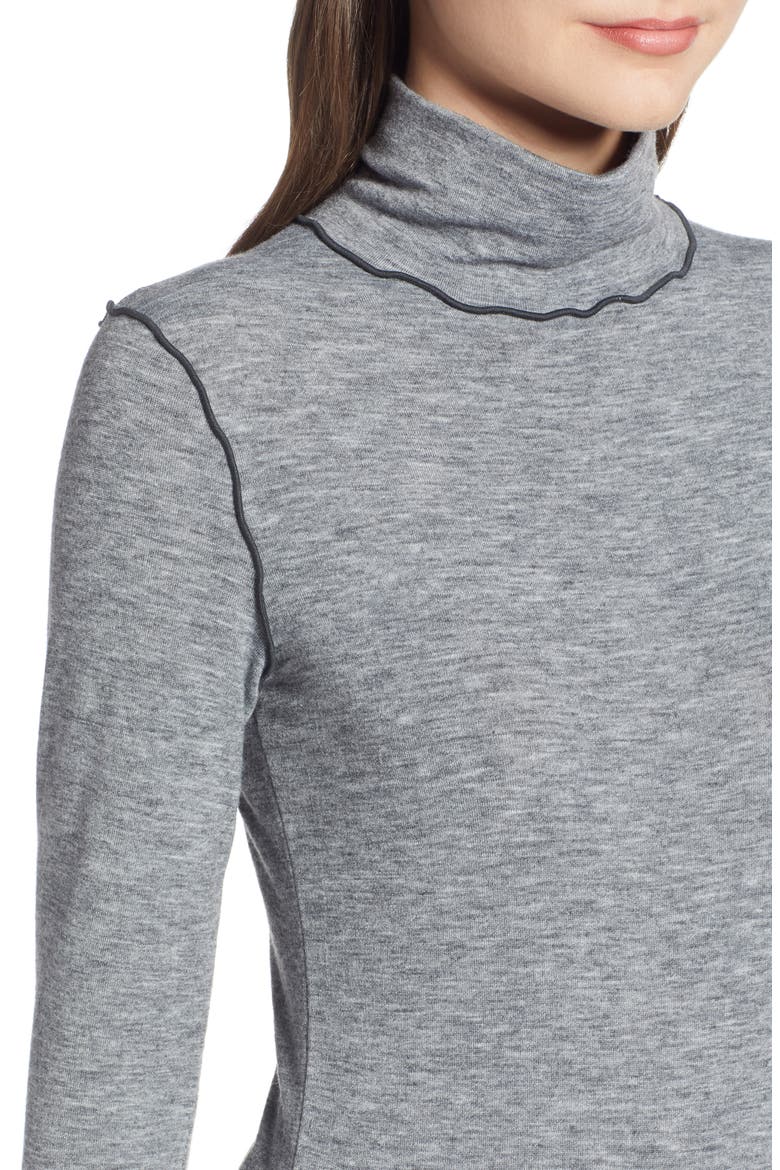 Contrast Stitch Mock Neck Top (Nordstrom Exclusive), Alternate, color, GREY DARK HEATHER
