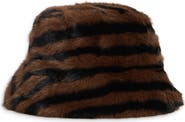 NATASHA Zebra Faux Fur Bucket Hat
