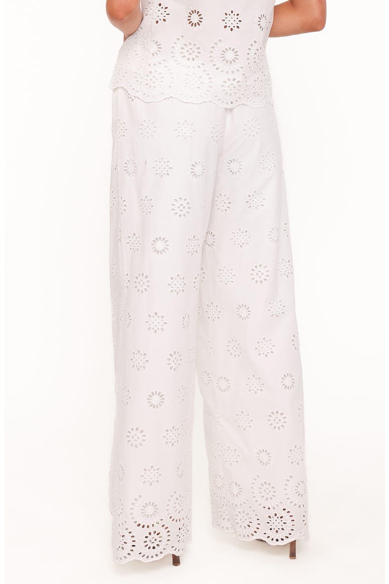 Wren Eyelet Wide Leg Cotton Drawstring Pants, Alternate, color, WHITE BRODERIE