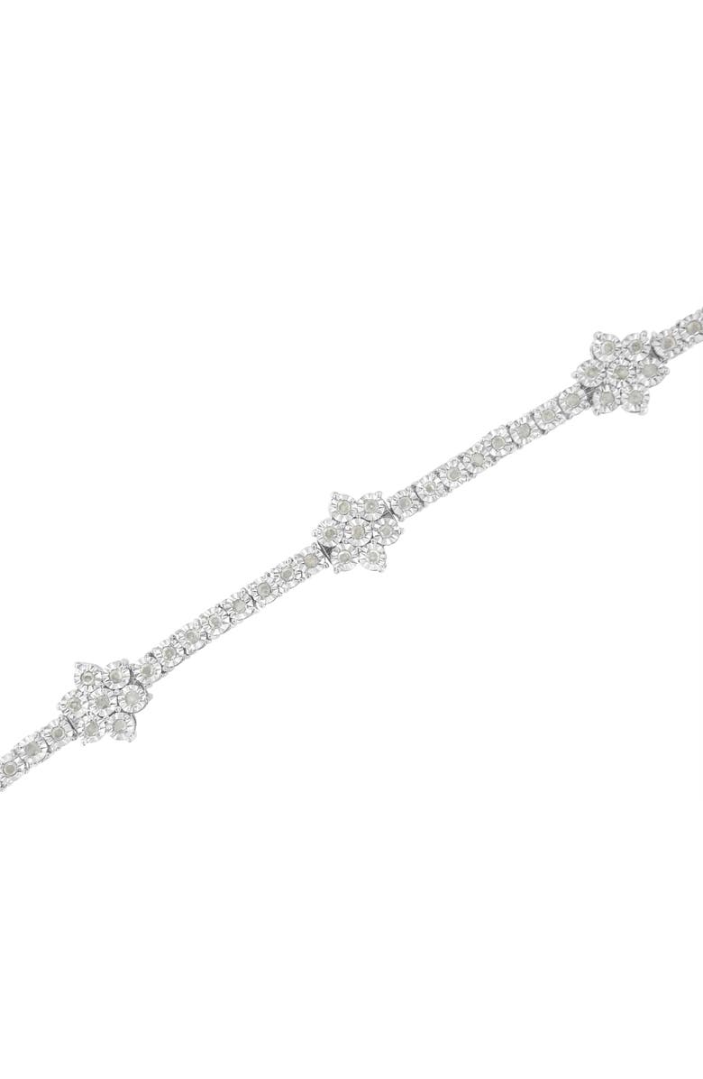 Haus of Brilliance Silver 1.0 cttw Miracle-Set Diamond Floral Station Tennis Bracelet, Alternate, color, White