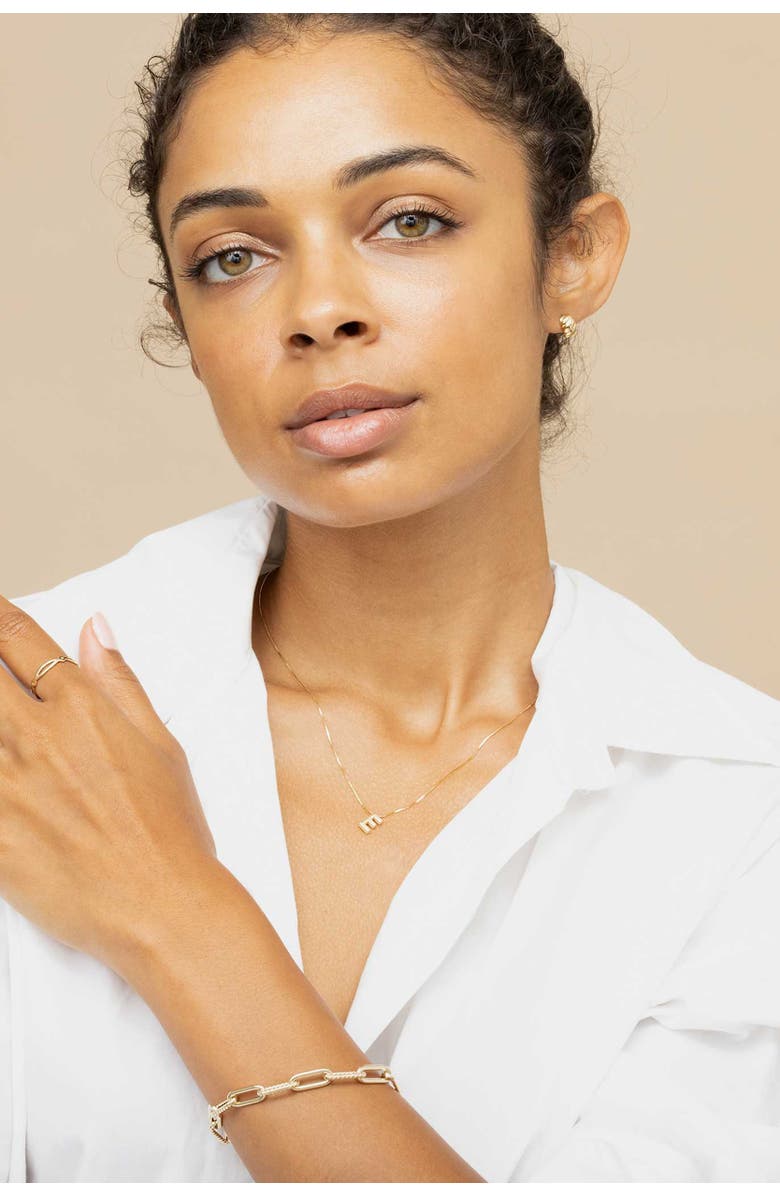 Oradina 14K Gold Love Letter Initial Necklace, Alternate, color, Letter Q