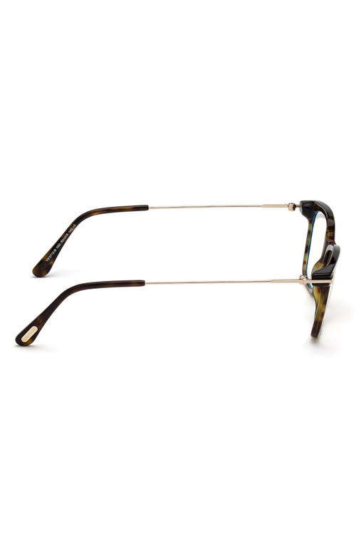 Tom Ford 50mm Square Optical Glasses In Havana Rose Gold/blue Block