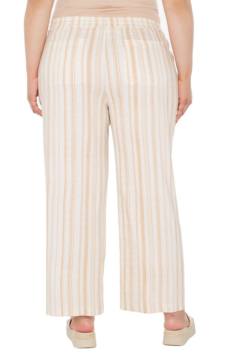 Liverpool Los Angeles Linen Blend Drawstring Wide Leg Pants, Alternate, color, Hazelnut Cream Stripe