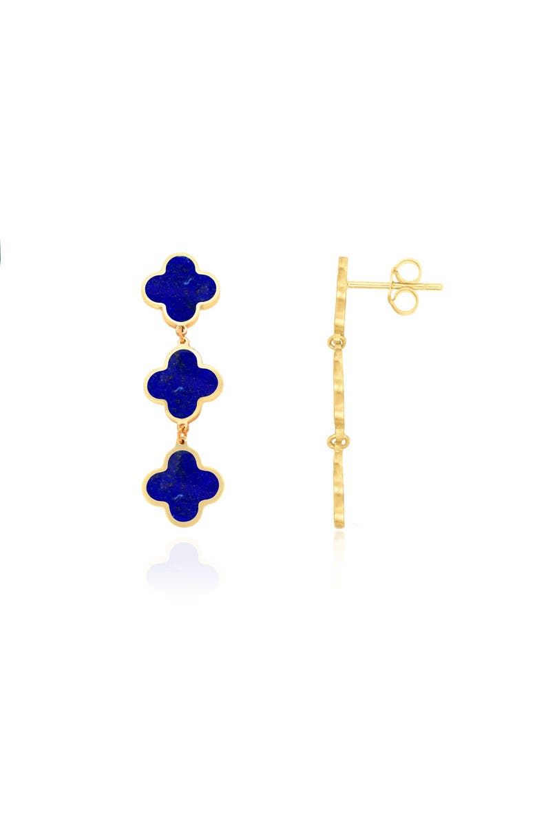 The Lovery Fine Jewelry Lapis Clover Dangle Earrings, Main, color, Lapis