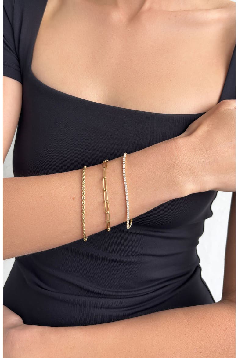 Set of 3 Paper Clip Rope Chain Bracelets, Alternate, color, GOLD