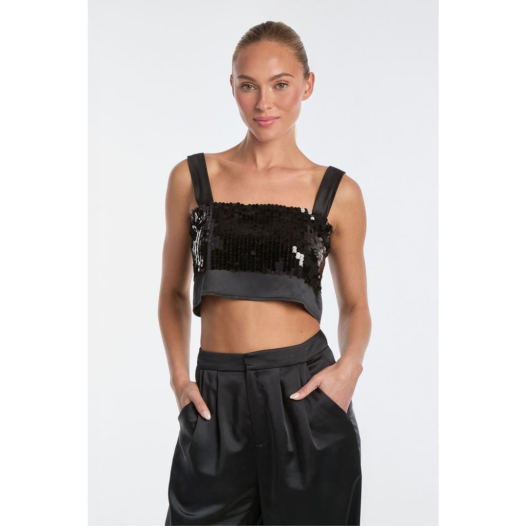 Noli Yoga Zoey Sequin Crop Top In Black