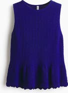 H&M Pointelle-knit Peplum Top