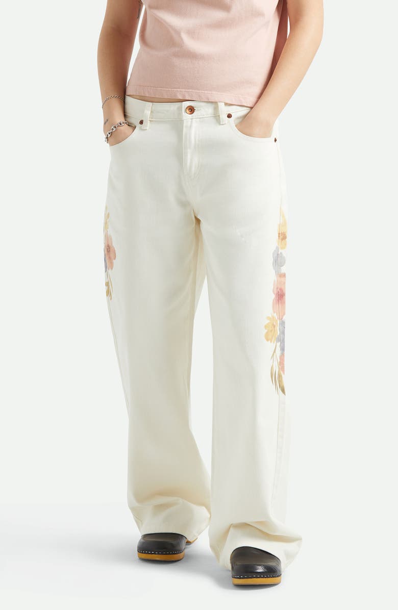 Brixton The Chloe Floral Print Wide Leg Jeans, Main, color, Off White Floral Burst