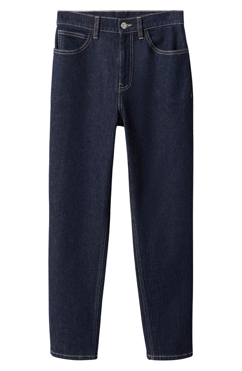 MANGO Comfort High Waist Ankle Mom Jeans, Alternate, color,