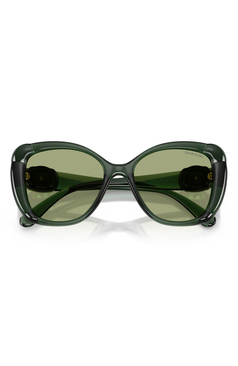 Swarovski 53mm Butterfly Sunglasses, Alternate, color, Transparent Green / Green