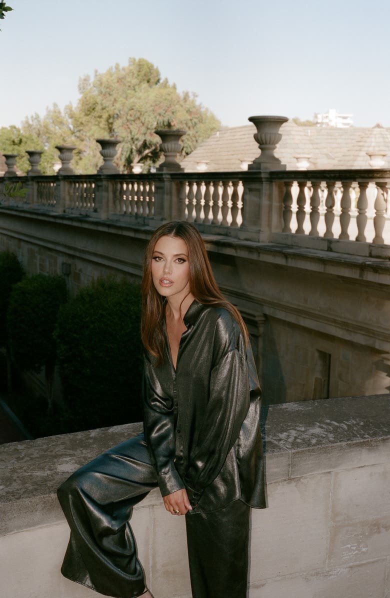 WAYF x Jourdan Sloane Ariana Metallic Button-Up Shirt, Alternate, color, 