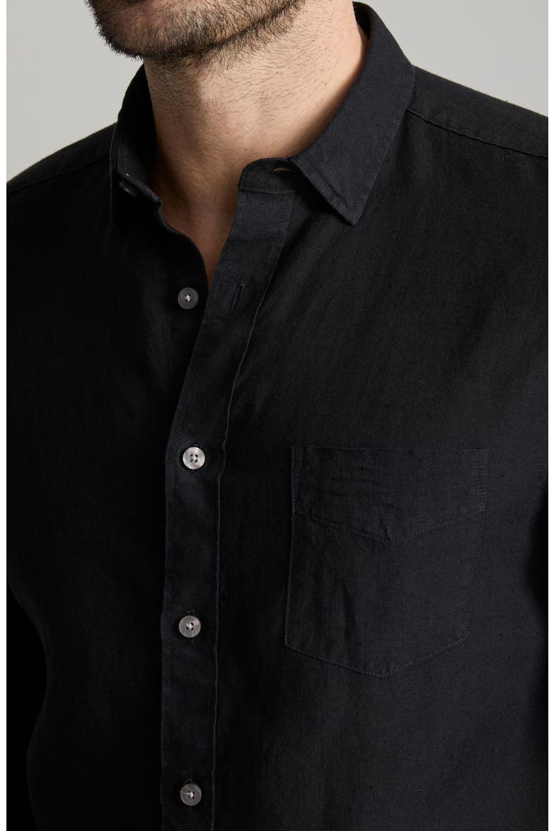 Vin Santo Linen Wrinkle Resistant Button-Up Shirt, Alternate, color, BLACK