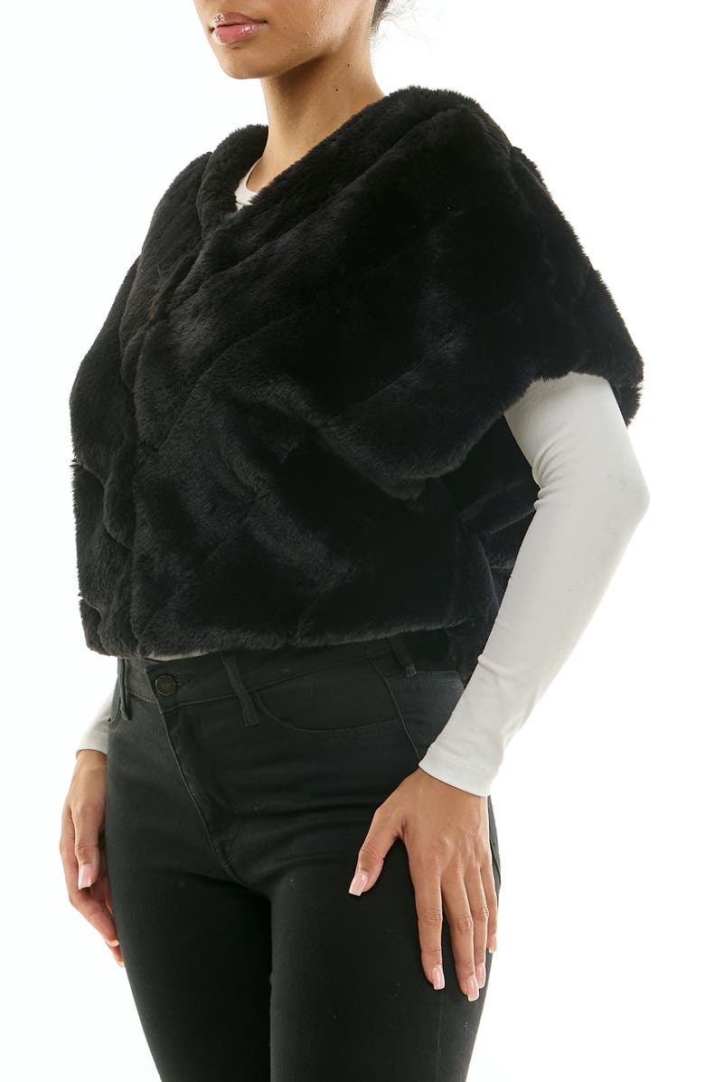 Nina Leonard Faux Fur Capelet, Alternate, color, Black