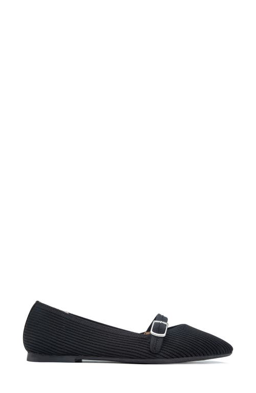 Me Too Glory Rib Knit Mary Jane Flat In Black