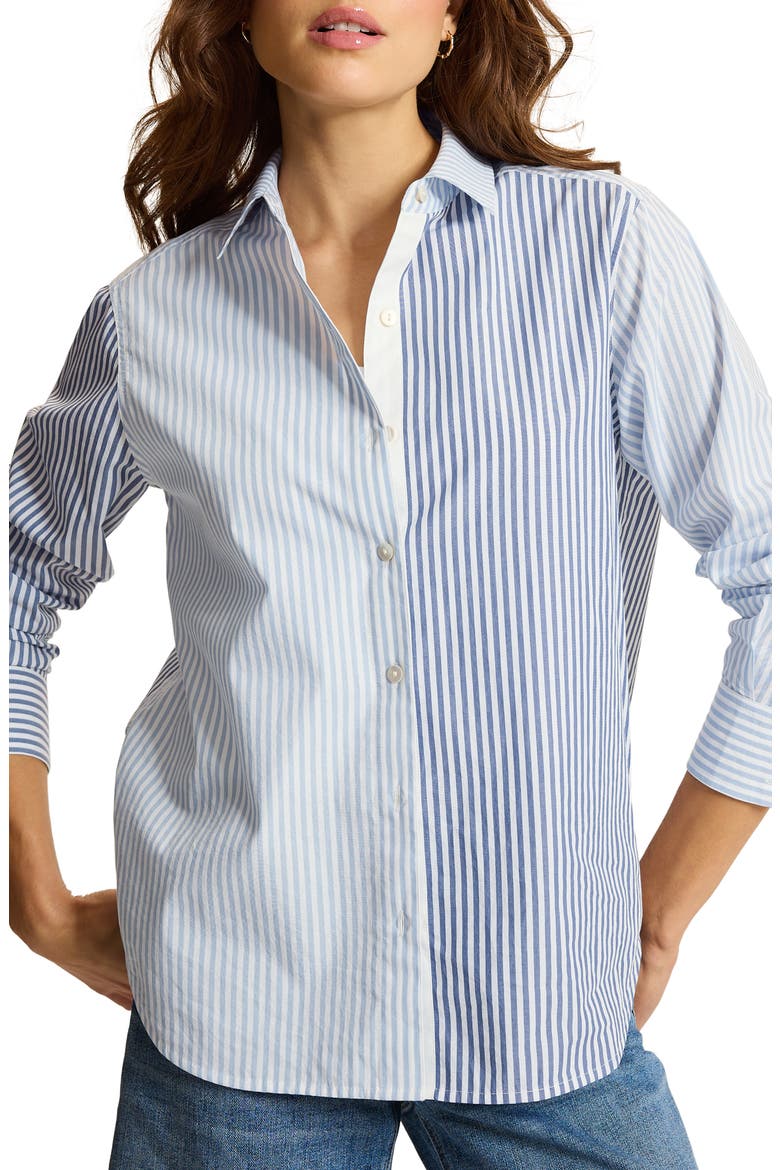 Bay Breeze Relaxed Striped Cotton Shirt, Main, color, BLUE ISLES
