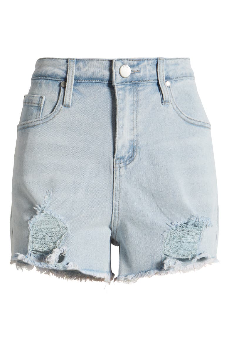 PTCL Sydne Ripped High Waist Stretch Denim Shorts, Alternate, color, Faded Indigo Decon