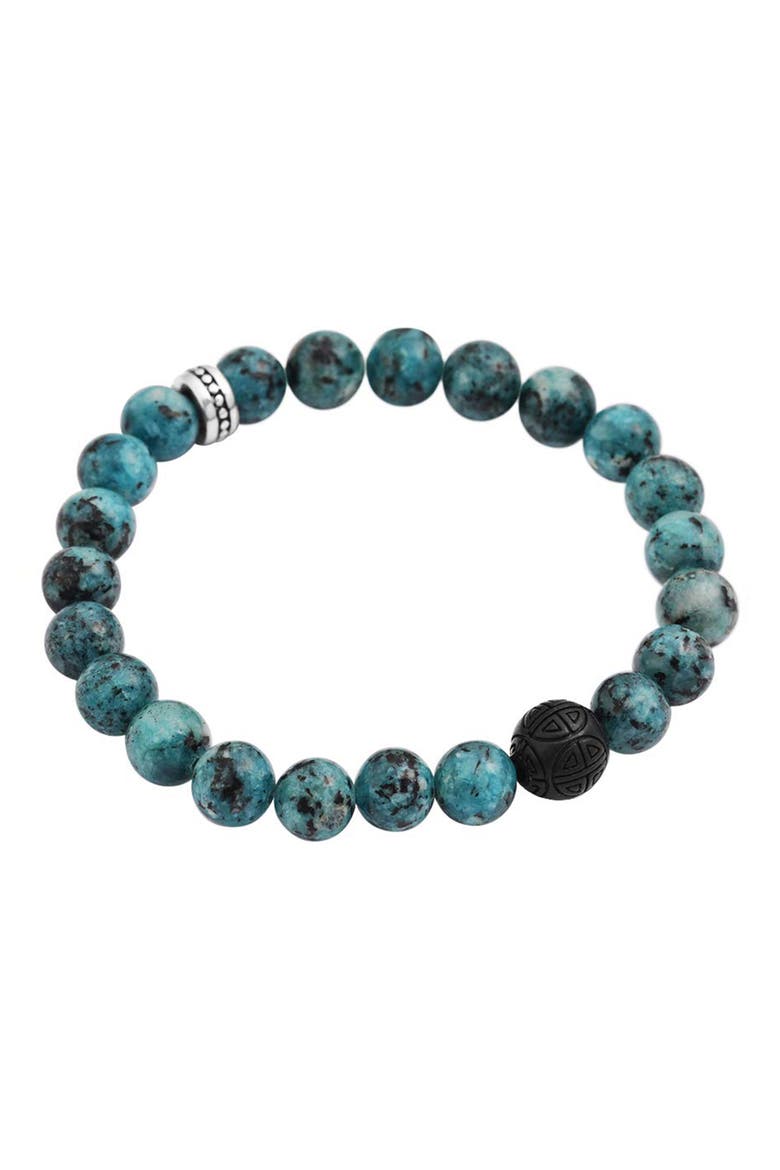 Men's Semiprecious Stone Beaded Stretch Bracelet, Alternate, color, TURQUOISE