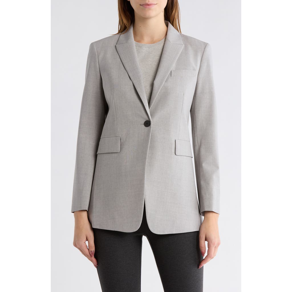 Theory Trace Stretch Wool Blazer In Gray