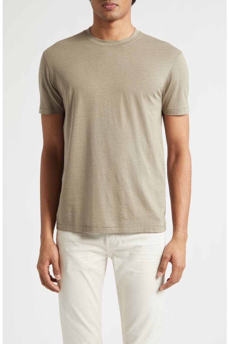 Short Sleeve Lyocell & Cotton Crewneck T-Shirt, Main, color, OLIVE GREEN