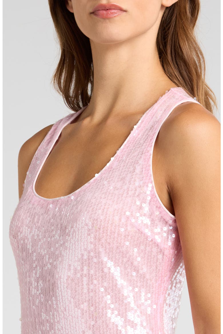 Sequin Cascade Ruffle Dress, Alternate, color, PINK