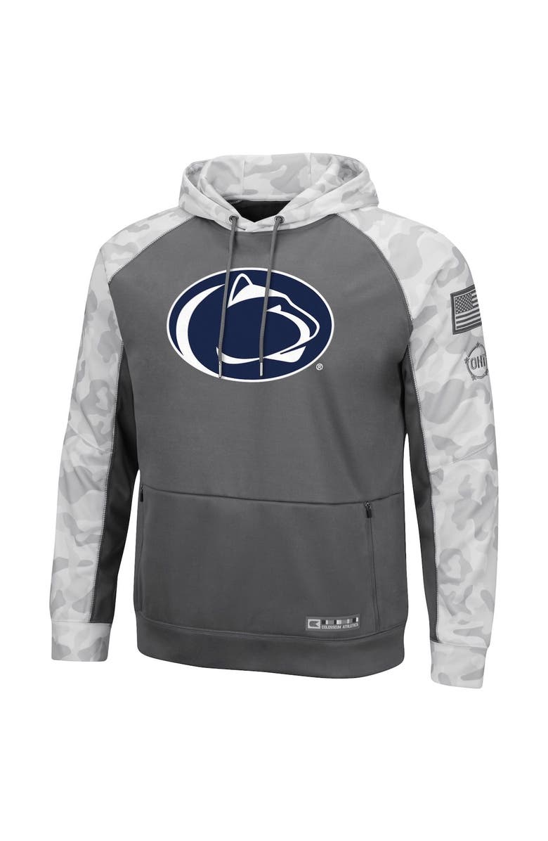 COLOSSEUM Men's Colosseum Gray/Arctic Camo Penn State Nittany Lions OHT Military Appreciation Tonal Raglan Pullover Hoodie, Alternate, color,