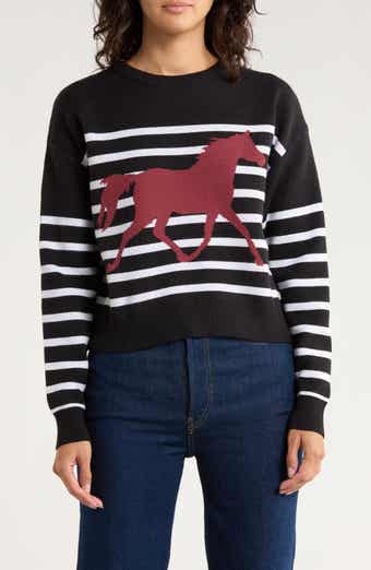 Vigoss Stripe Horse Icon Crop Sweater