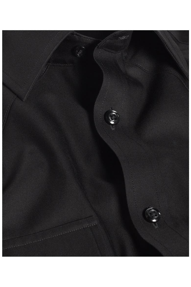 Trim Fit Black Cotton Twill Button-Up Western Shirt, Alternate, color, BLACK
