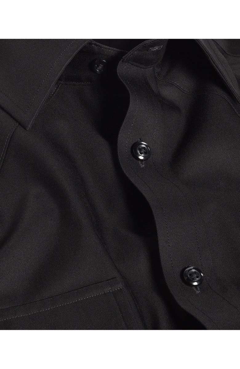 David Donahue Trim Fit Black Cotton Twill Button-Up Western Shirt, Alternate, color, Black