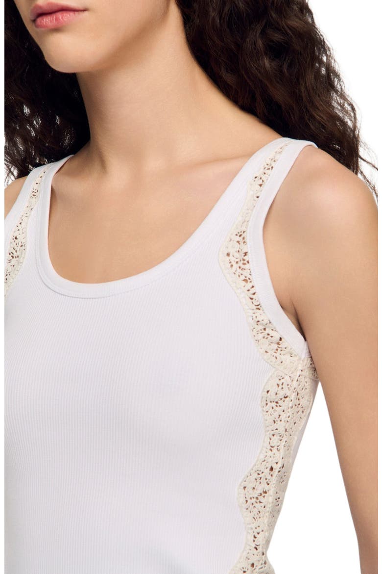 Vest top with lace detail, Alternate, color, White