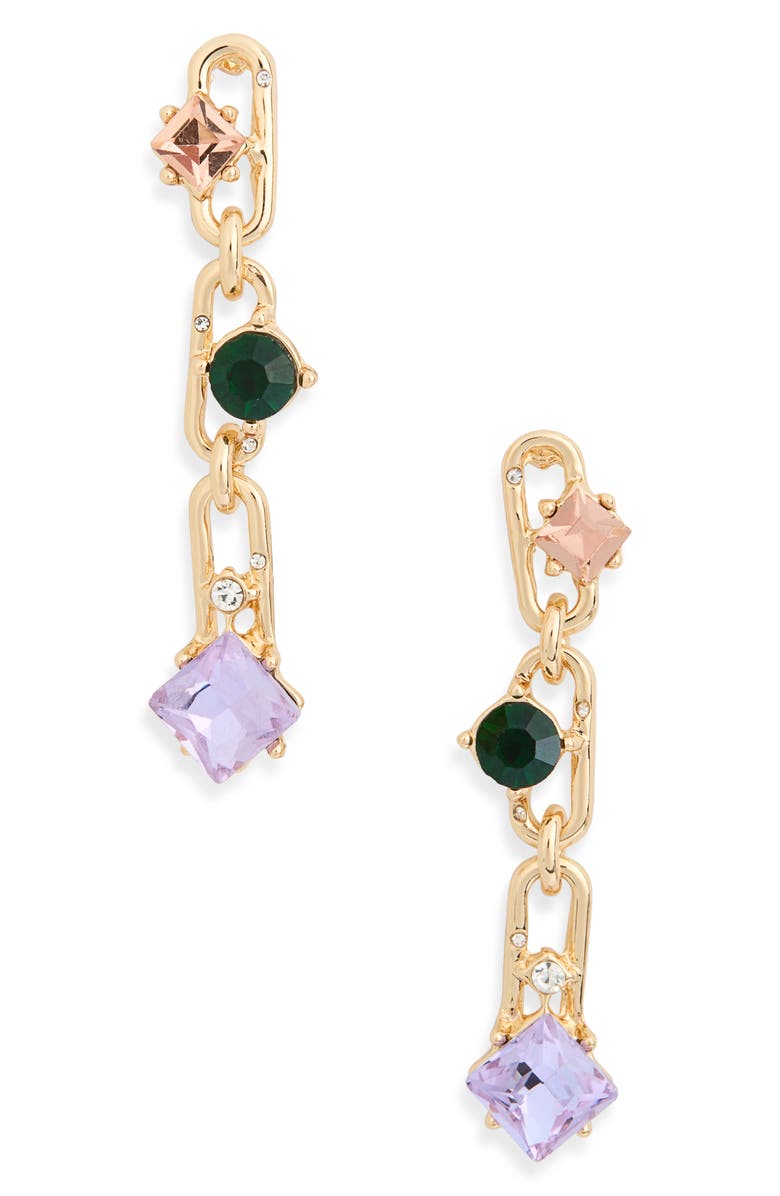 Vince Camuto Crystal Paper Clip Drop Earrings, Main, color, 
