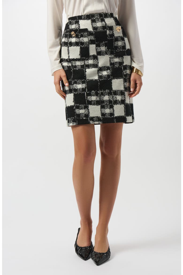 Check Jacquard Miniskirt, Main, color, BLACK/ CREAM