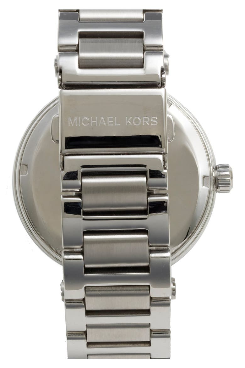 Michael Kors 'Skylar' Crystal Bezel Bracelet Watch, 42mm, Alternate, color, SILVER