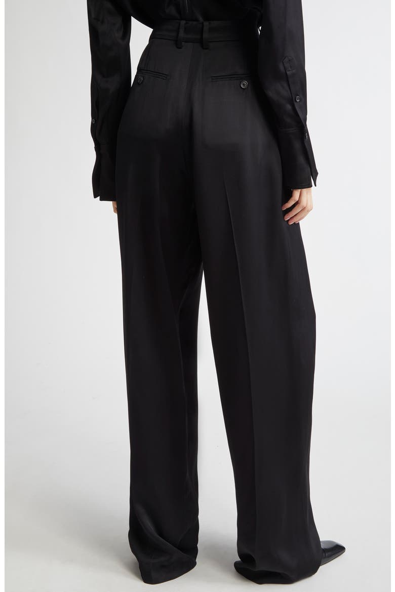 Fluid Wide Leg Wool Blend Trousers, Alternate, color, BLACK