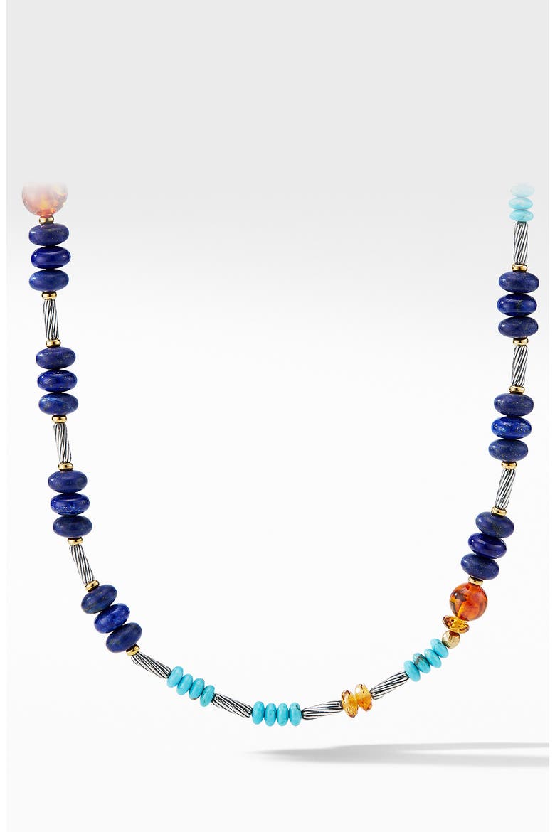 Cable Stick Signature Bead Necklace with Lapis and 18K Yellow Gold, Main, color, LAPIS LAZULI