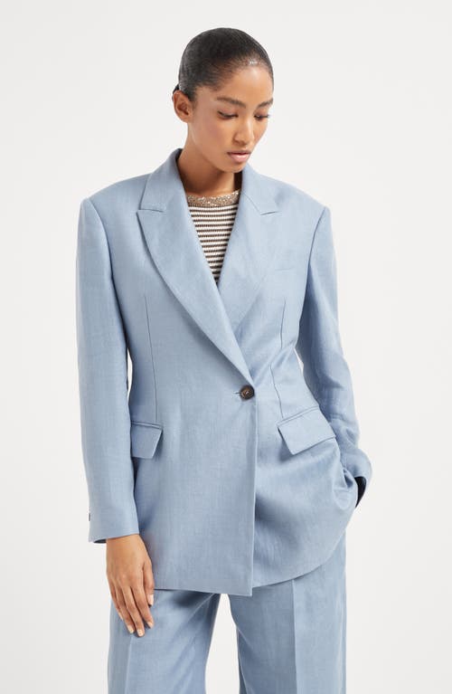 Brunello Cucinelli Gabardine Blazer In Avio Blue