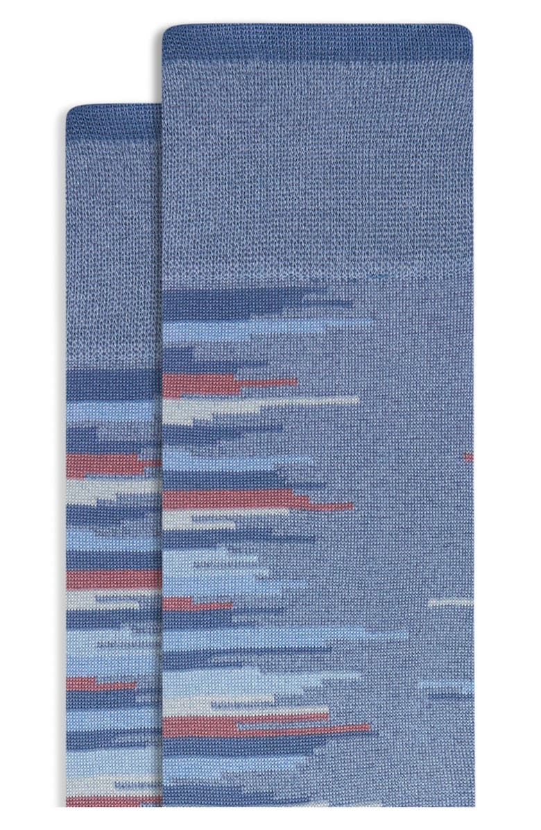 Bugatchi Broken Stripe Mercerized Cotton Blend Dress Socks, Alternate, color, Air Blue