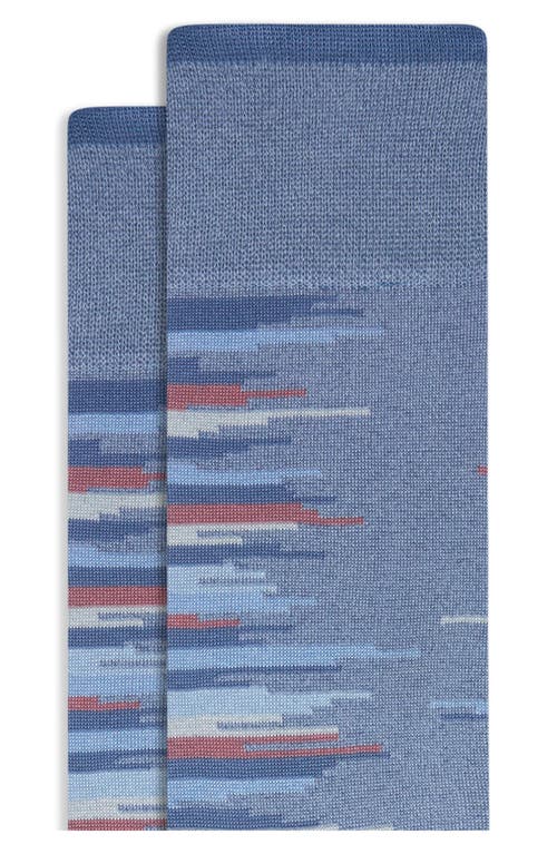 Bugatchi Broken Stripe Mercerized Cotton Blend Dress Socks In Blue