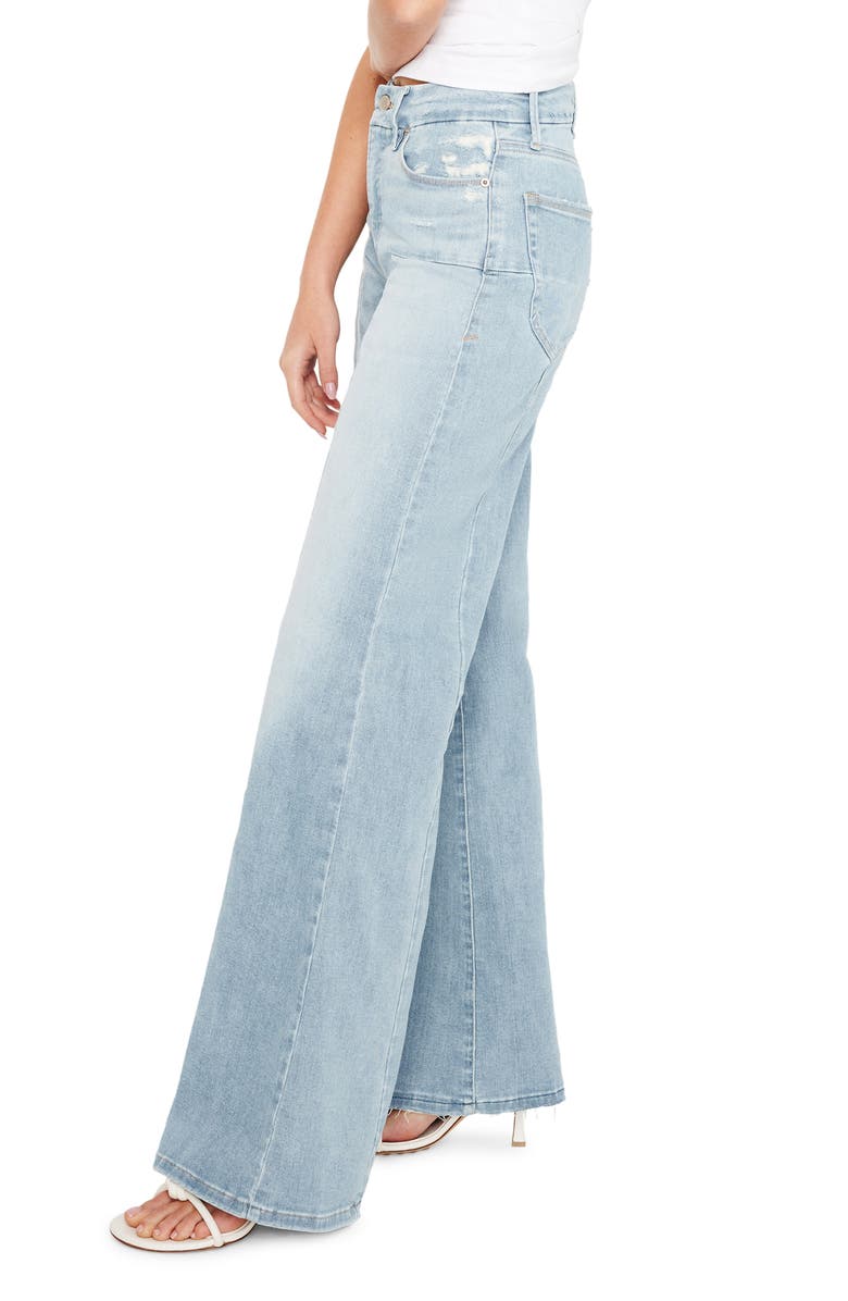 Good American Good Waist Distressed Palazzo Jeans, Alternate, color, Indigo417