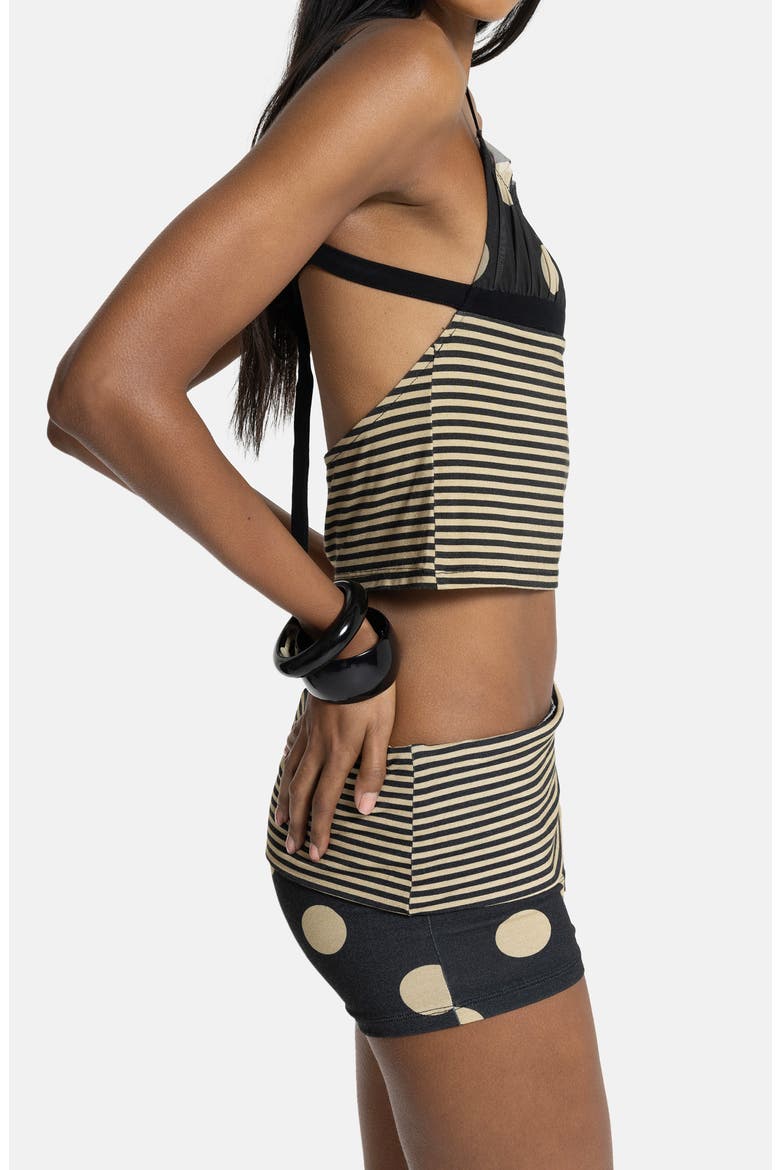 Polka Dot & Stripe Crop Top, Alternate, color, BLACK
