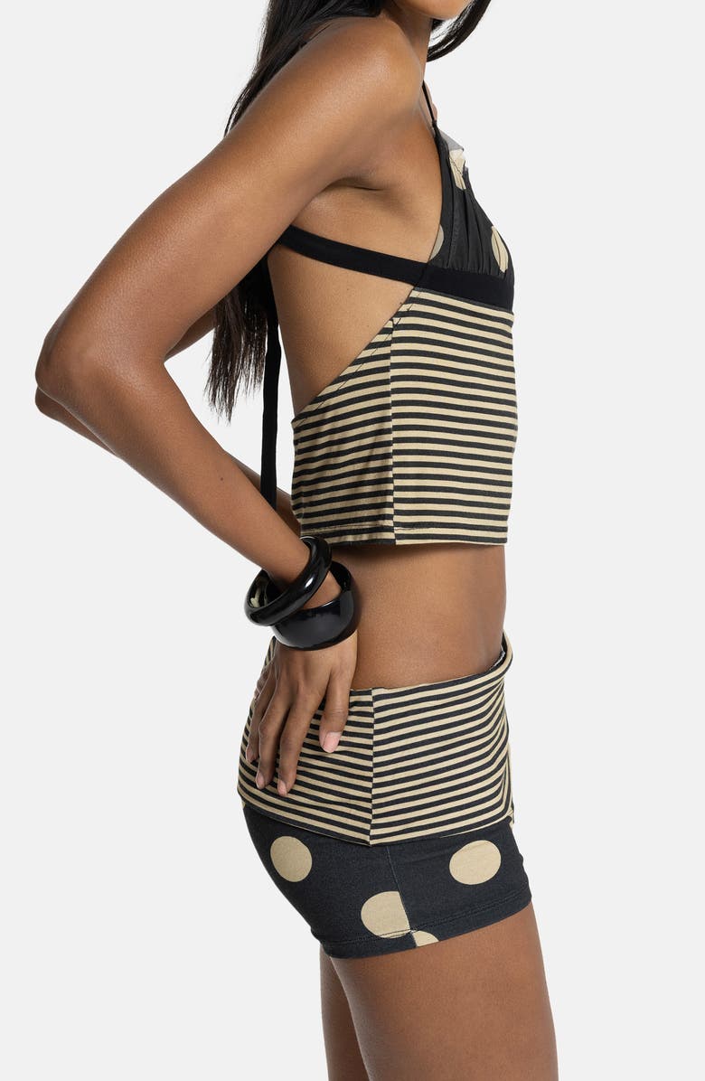 JADED LONDON Polka Dot & Stripe Crop Top, Alternate, color, Black