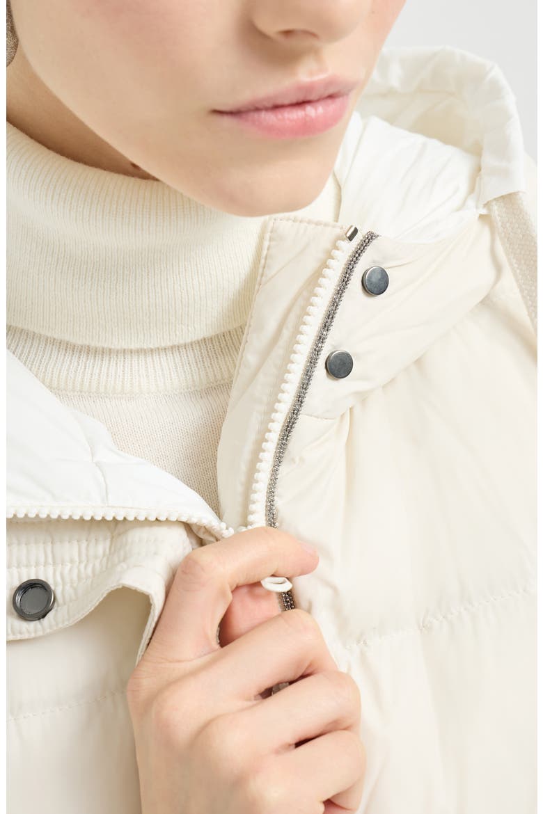 Nylon down vest, Alternate, color, Milk