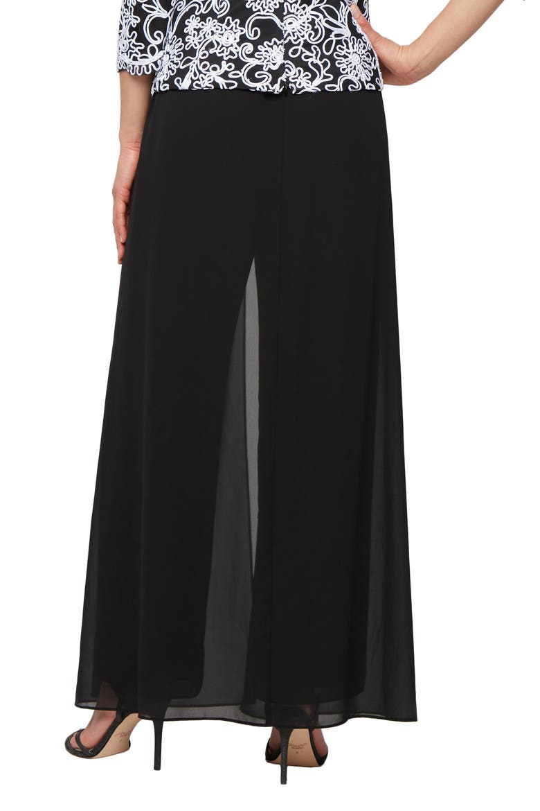 Wide Leg Pants with Mesh Skirt Overlay, Alternate, color, BLACK