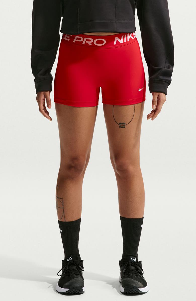 Nike Pro Sculpt Mid-Rise Biker Shorts, Main, color, University Red/ White